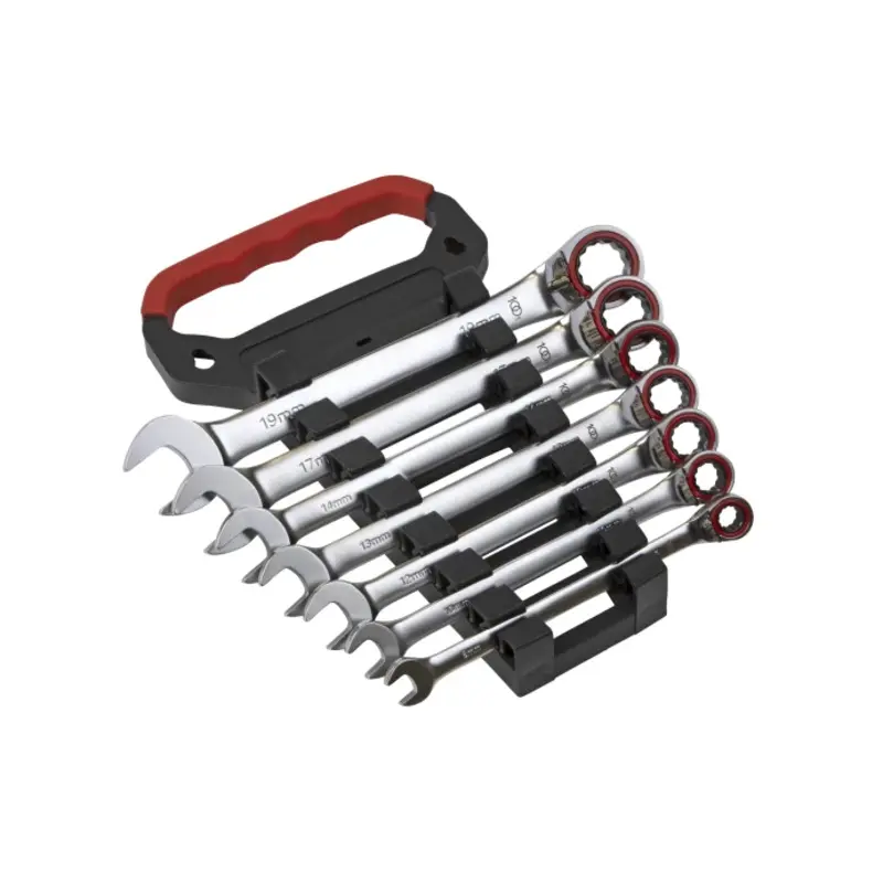 Sealey Reversible Ratchet Combination Spanner Set 7pc Metric Platinum Series