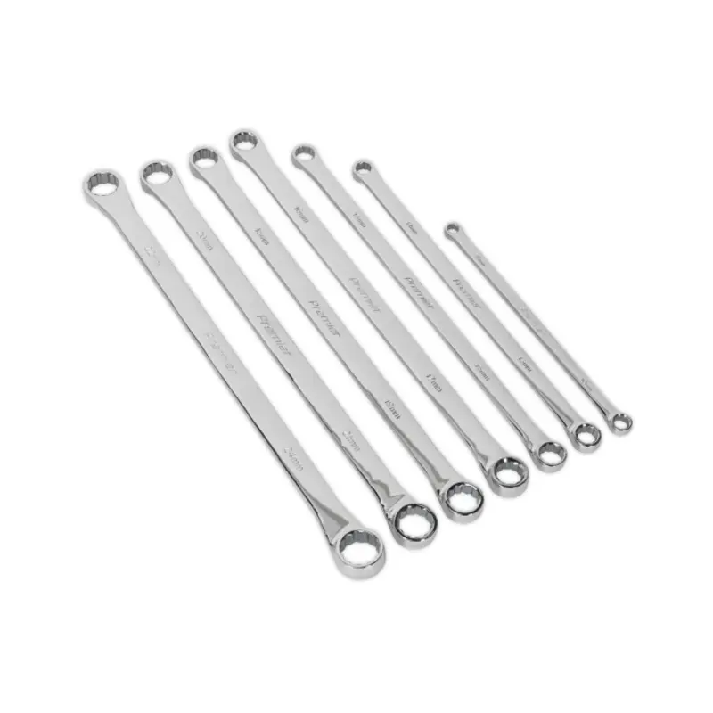 Sealey Double End Ring Spanner Set 7pc Extra-Long Metric