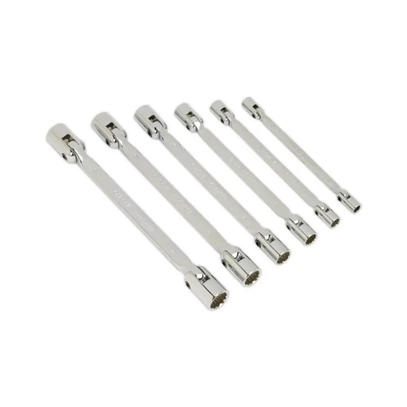 Sealey Double Flexi-Head Socket Spanner Set 6pc Fully Polished Metric