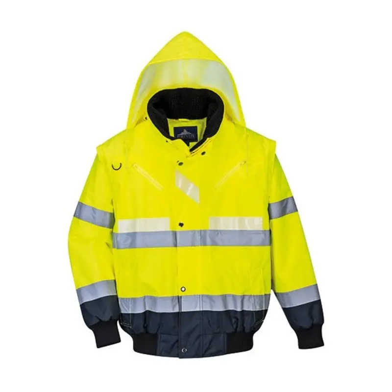 Portwest Size L - Glowtex 3-In-1 Jacket - Yellow/Navy
