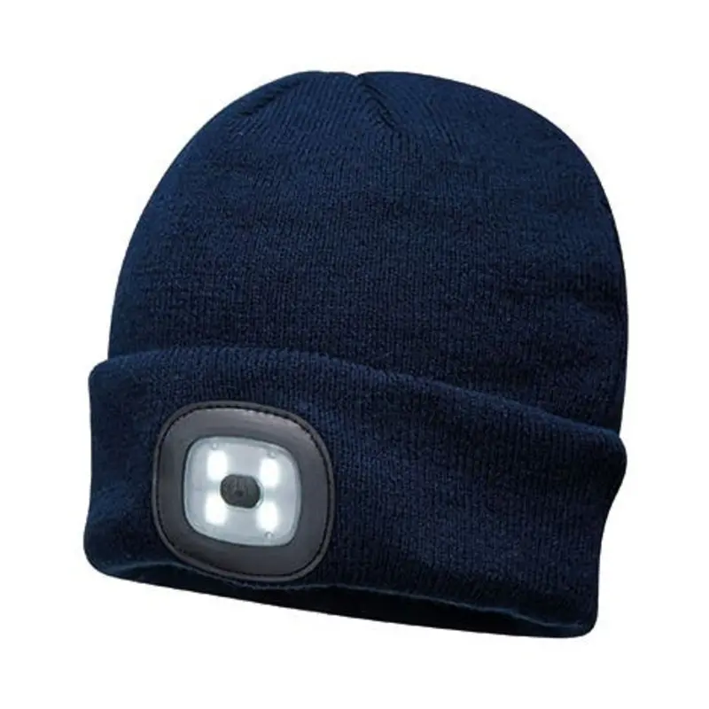 Portwest Beanie Hat With Re-Chargeable Light - Navy