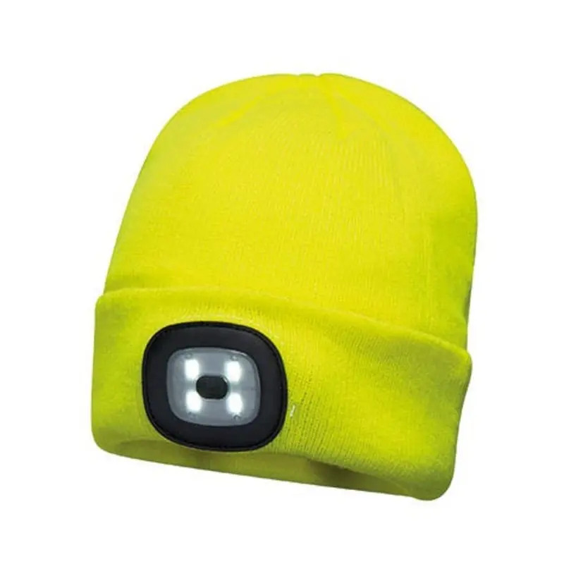 Portwest Beanie Hat With Re-Chargeable Light Hi-Vis - Yellow