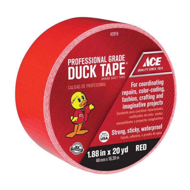 ACE 522241 Solid Duct Tape, 1.88 in W, 20 yd L, Red, Cotton Mesh Backing