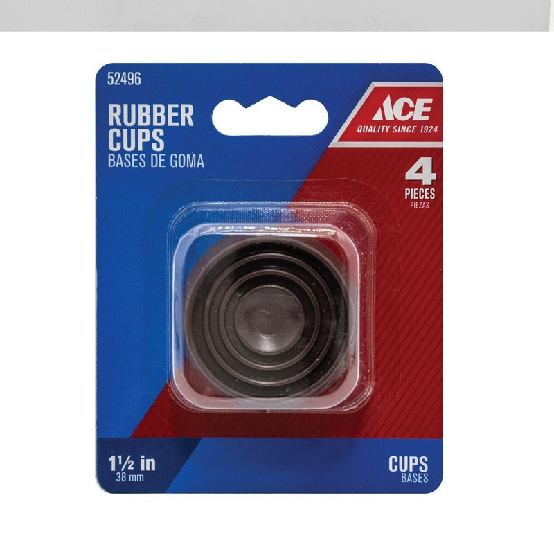 ACE A0029 Caster Cup, Round, 1-1/2 in W, Rubber, Brown