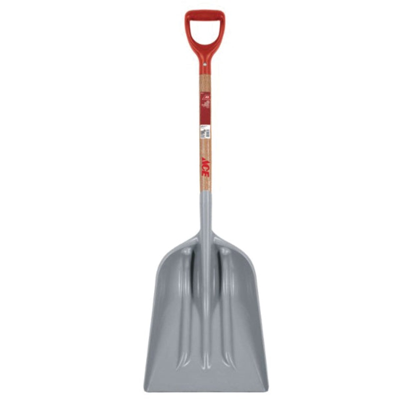 ACE PLA-12-ACE Scoop, 46-1/2 in OAL, 14-1/4 in W Blade, Plastic Blade, Wood Handle