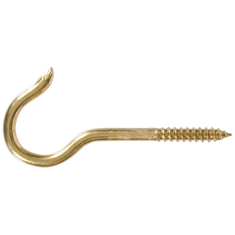 HARDWARE ESSENTIALS 321242 Ceiling Hook, Brass, Brass, 3-5/8 in L, 25 lb Work Load