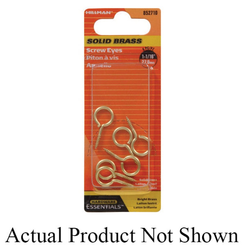 HARDWARE ESSENTIALS 852710 Eye Screw, Imperial, 0.08 in Eye ID, 1-1/16 in L, Brass