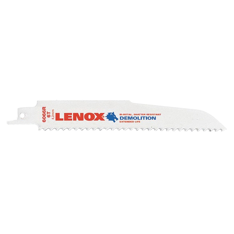 LENOX 205126066R Reciprocating Saw Blade, 6 in L, 7/8 in W, 6 TPI, Bi-Metal Blade