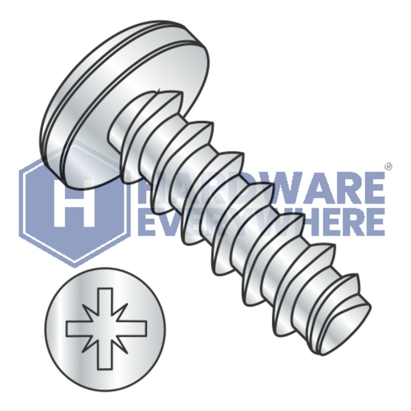 M2.5 X 10 Thread Forming Screws / Pozi / Pan Head / Steel / Zinc / Plastite (Blunt Tip) Alternate 48-2