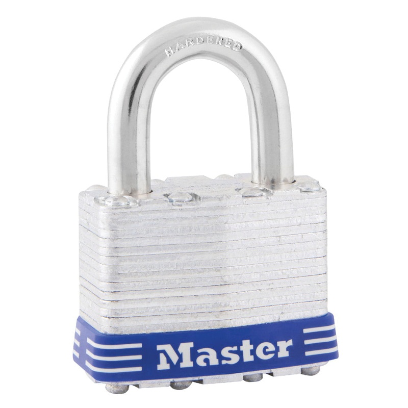 Master Lock 1D Keyed Different Padlock, 5/16 in Dia Shackle, 4-Pin Tumbler Locking Mechanism, Steel