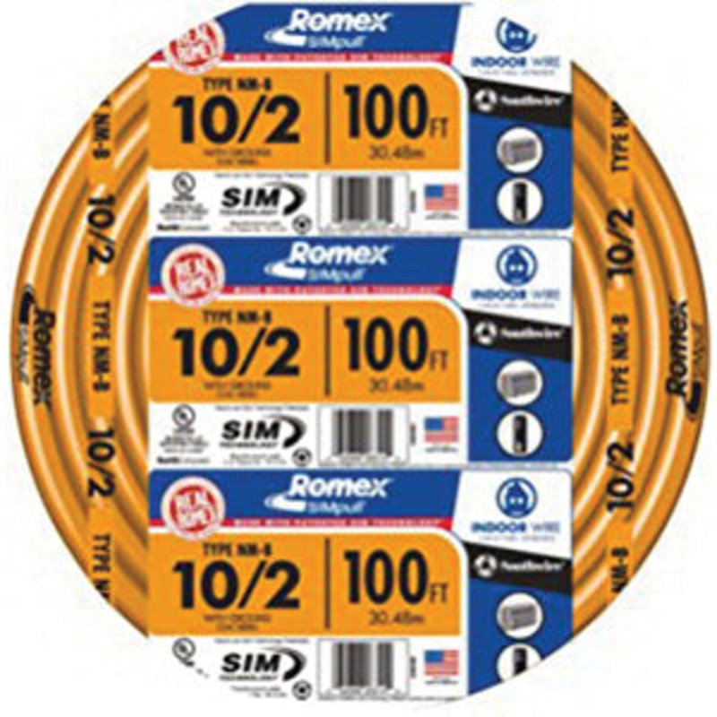Romex 63948455 Non-Metallic Sheathed Cable, 600 V, 3-Conductor, 10 AWG Conductor, Stranded, 250 ft L, Orange Jacket