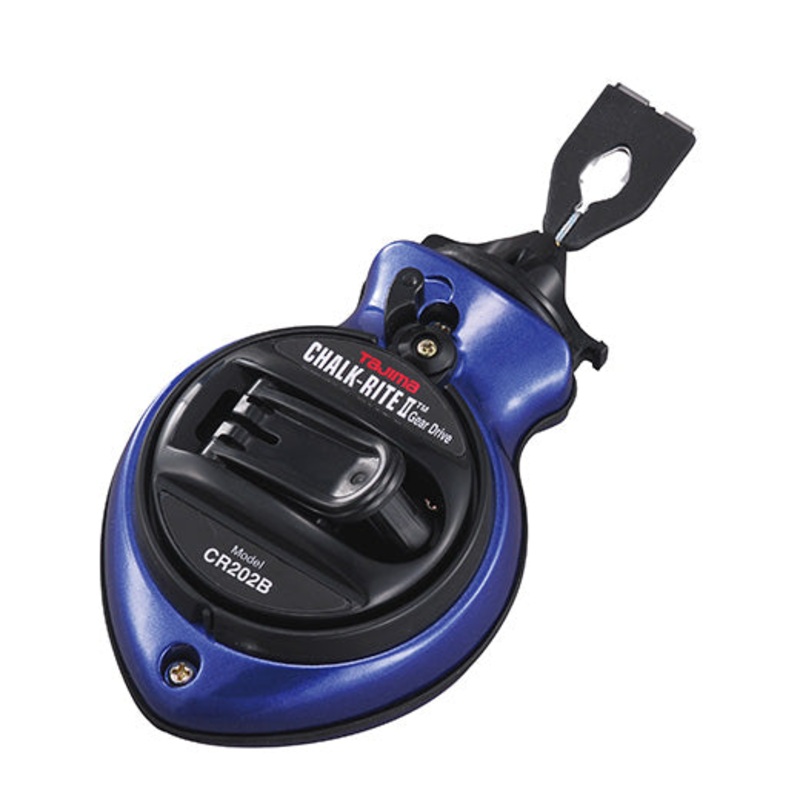 Tajima Chalk-Rite CR202B-P Chalk Line Reel, 100 ft L Line, Braided Line, 5-Gear Fast Rewind, Aluminum Housing